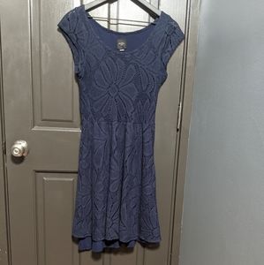 Anthro Deletta Blue Floral Knit Lace Dress
